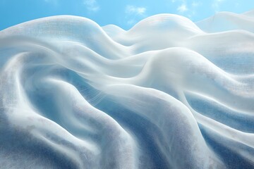 Obraz premium White fabric waves, outdoor, sky