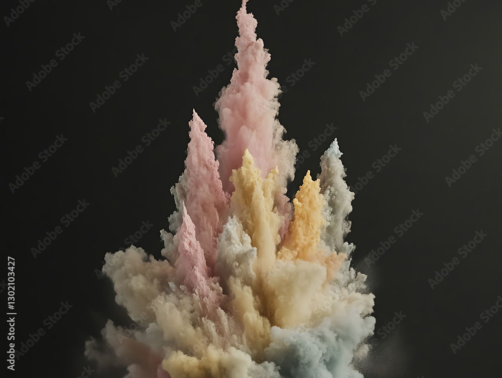 Poster colorful atmospheric clouds rising in abstract formation studio setting digital art creative environ