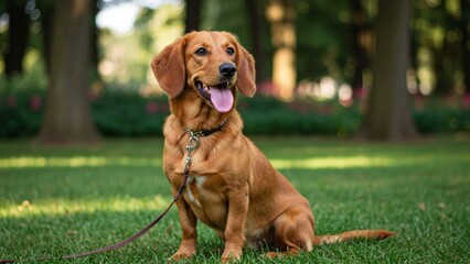 A high-quality image of a Bassador dog, a charming mix between a Labrador Retriever and a Basset Hound
