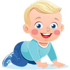 Obraz premium Illustration of a happy baby crawling on the floor