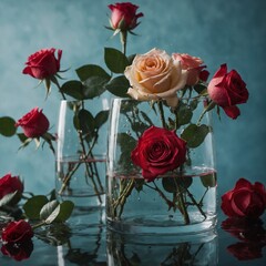 A transparent vase showcasing submerged roses in water.