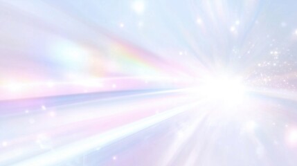 Fototapeta premium Soft light blue and white pastel background with sparkling bokeh, subtle glitter, and dreamy rainbow light effects. Abstract and ethereal backdrop for elegant and magical visual designs.