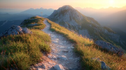 Scenic Mountain Pathway at Sunset