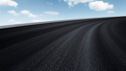 Fototapeta premium The dynamic curved asphalt road has a sky background in depth