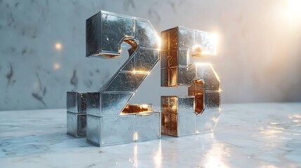 Silver 25 shines on marble background