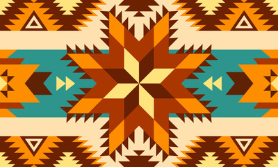 Native American geometric star pattern, Navajo fabric pattern, zigzag triangle pattern, Aztec, Apache, Mexican, abstract vector pattern, design for fabric, clothing, blankets, rugs, weaving.