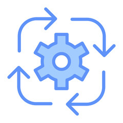 Process Outline Blue Color Icon