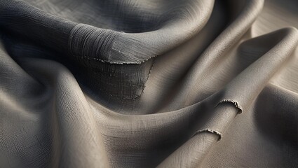 Create a hyper-realistic fabric texture with intricate weaves, subtle imperfections, and soft sheen. Use neutral colors like charcoal or beige, with high detail and dimension.