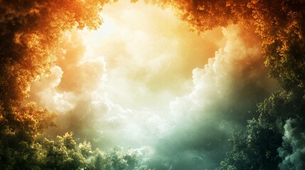 Fototapeta premium Dreamlike Night Sky with Glowing Clouds and Trees