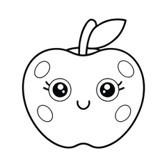 Coloring page apple fruits vector illustration