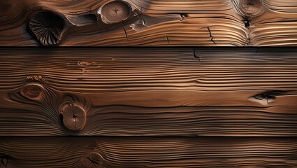 A hyper-realistic wood texture with intricate grain, knots, and color variations from golden browns to dark walnut, featuring subtle imperfections and a weathered appearance.