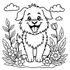 cartoon dog vector illustration color page