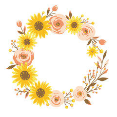 Obraz premium Blossoming Harmony: The Vibrant Elegance of Sunflowers and Roses