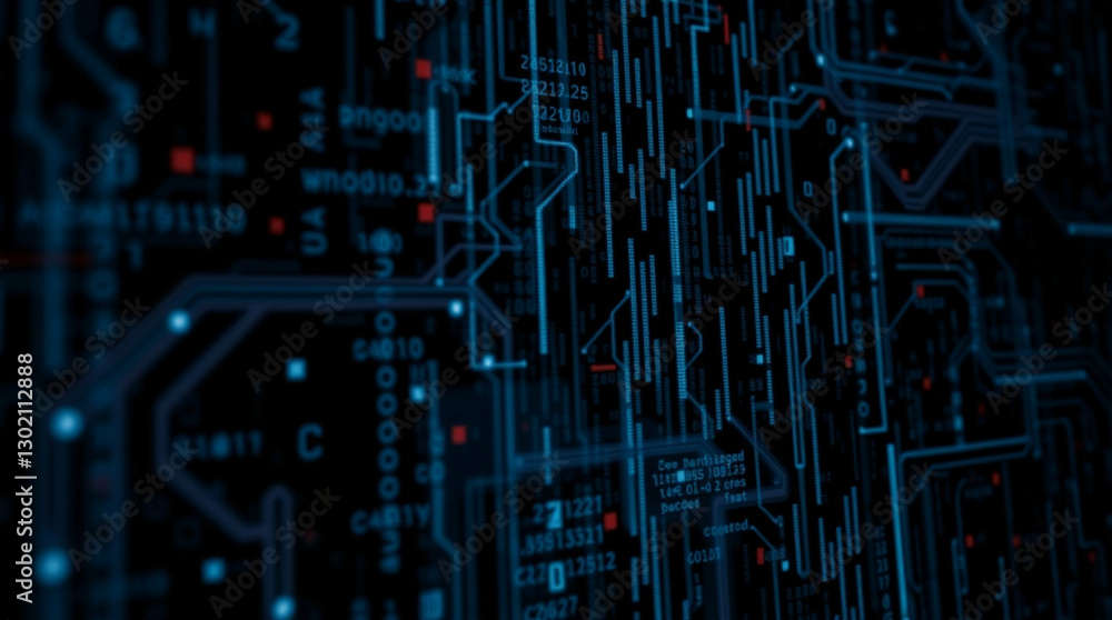 Poster intricate digital circuit board texture showcasing complex data pathways