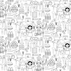 labor day doodle seamless pattern background