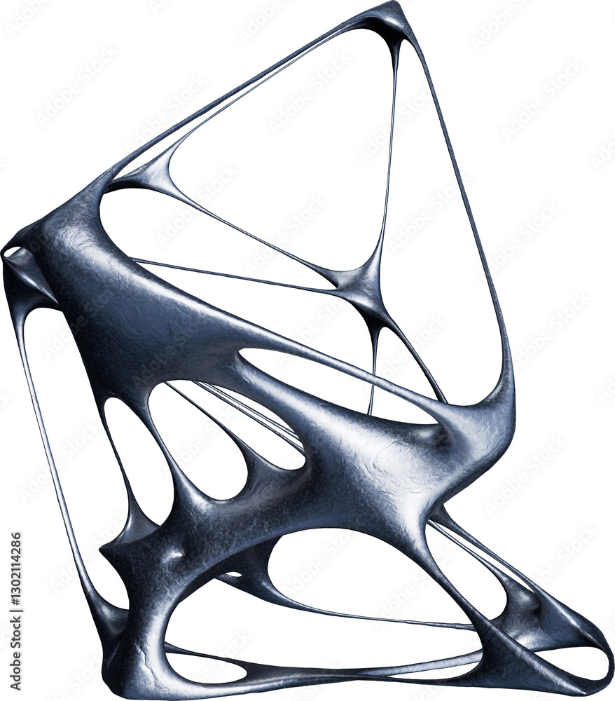 Aufkleber abstract 3d geometric structure with metallic surfaces and organic, web-like patterns. modern and fu
