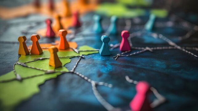 A negotiation strategy board with key points and arrows connecting different aspects.