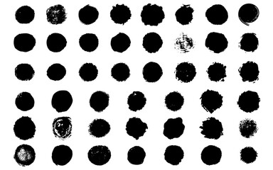 Fototapeta premium set of black grunge ink hand drawn circles