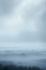 Fototapeta premium Generative AI Misty Marsh Landscape, Peaceful Mood marsh mist fog landscape vegetation overcast sky trees grass peace solitude mystery tranquility isolation - Inspire audience.