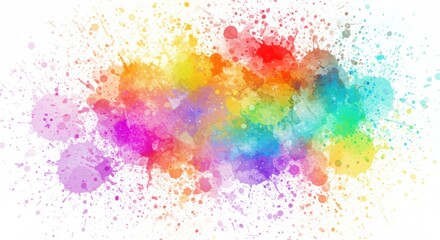 Colorful Paint Splatter Art on White Background for Creative Design Projects