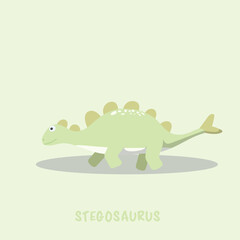 vector of cute stegosaurus with green color and smilling