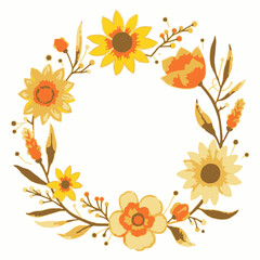 Obraz premium Radiant Blossoms: The Sunshine Wreath of Sunflowers and Roses 