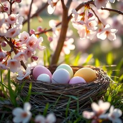 easter eggs in a basket