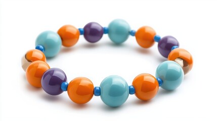 Obraz premium Colorful Beaded Bracelet with Bright Shades of Blue, Orange, and Purple