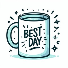 vector illustration of a cup of coffee with message best day on white background