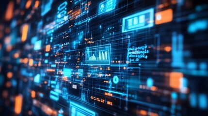 Futuristic Digital Interface: Data Flow and Information Visualization