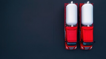 Tanker trucks loading liquid chemicals at a distribution terminal