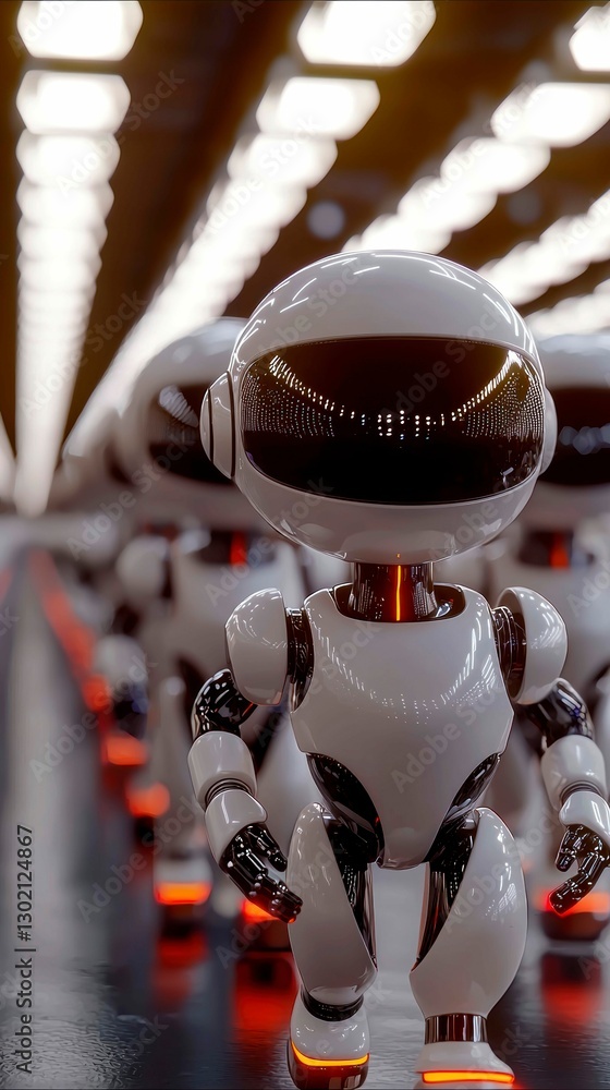 Poster autonomous android army robots ascending ascending ascending marching ahead with precision and sync