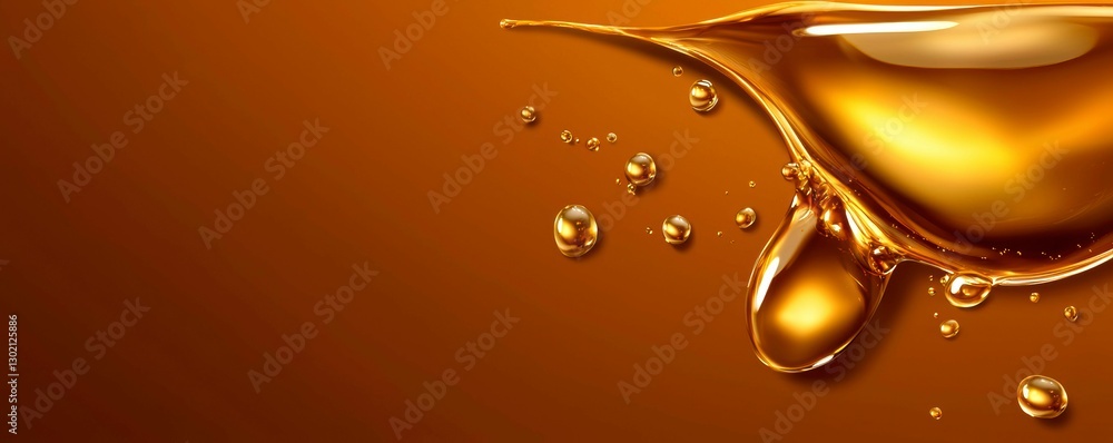Aufkleber golden liquid motion art smooth flowing transparent fluid drop texture backdrop design element