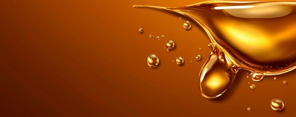 Golden Liquid Motion Art Smooth Flowing Transparent Fluid Drop Texture Backdrop Design Element