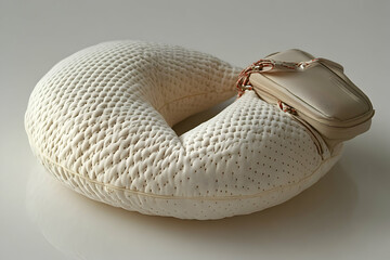 Curved pillow with pouch, studio shot