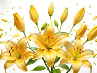 Obraz premium Elegant Lily & Rose Arrangement: White Shiplap Background Stock Photo