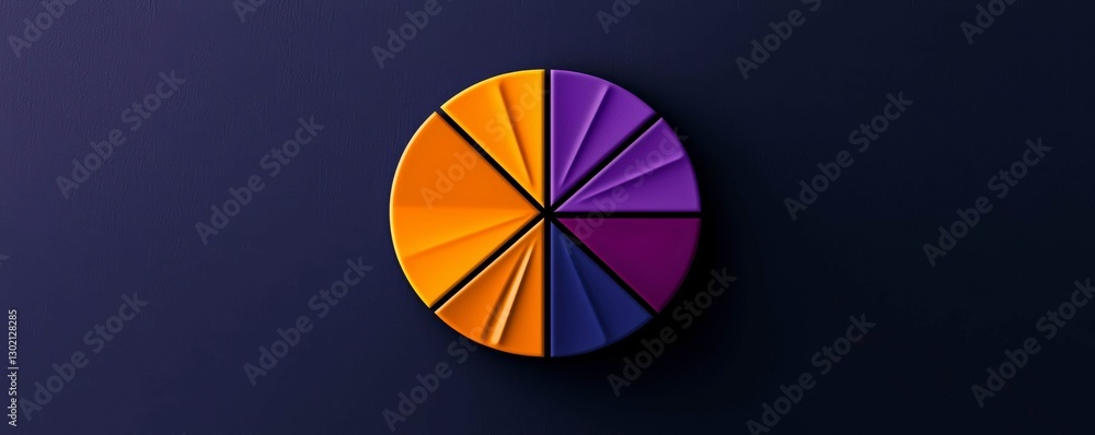 Aufkleber statistical pie chart displaying segmented data analytics and information on a blue backdrop