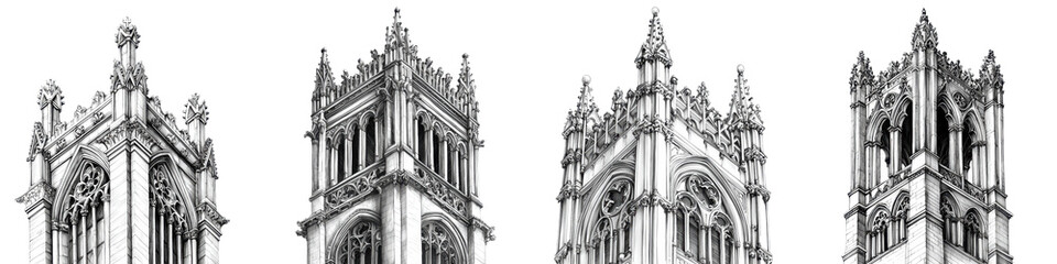 Fototapeta premium Towering Gothic Cathedral Spires Reaching Towards the Sky Ornate Architectural Facades and Pinnacles of a Magnificent Medieval Church in a Historic European City