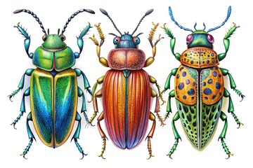 Hand-Drawn Beetle Illustrations:  A Set of Charming Insect Drawings for Design Projects