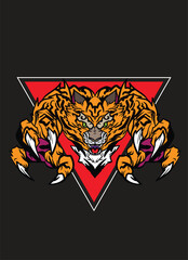 tiger illustration with japanese style background