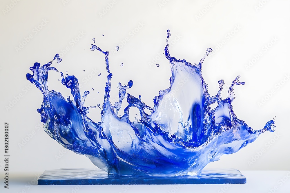 Poster blue water splash isolated on white background with clipping path and alpha channel