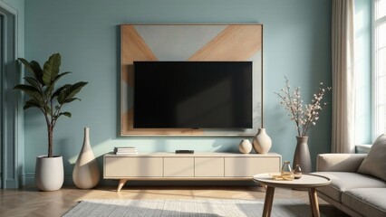 Modern Living Room Interior Design with Flat Screen Television and Stylish Decor