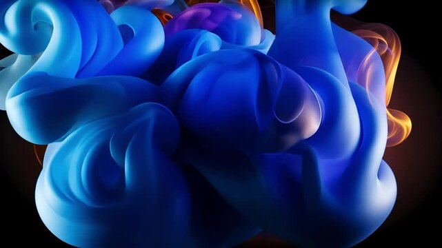 Fluidic motion, Abstract blue organic flow with luminous orange undertones