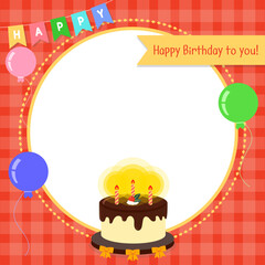 Picture Decoration, Photo Frame, Balloon and Garender, Exciting Birthday Frame Background Illustration. Vector Illustration Design.