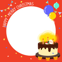 Picture Decoration, Photo Frame, Balloon and Garender, Exciting Birthday Frame Background Illustration. Vector Illustration Design