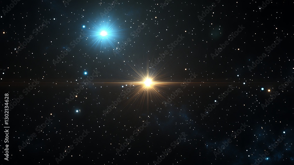 Poster stunning cosmic view of a bright star in the vast universe filled with stars