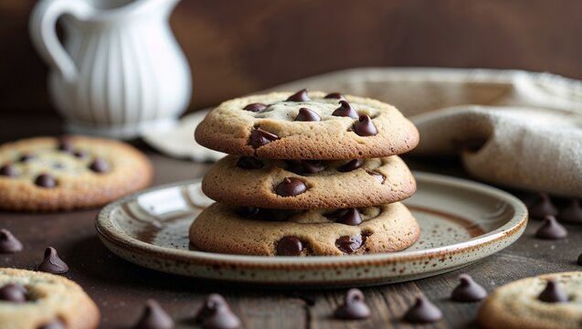chocolate cookies on white, chocolate chip cookies