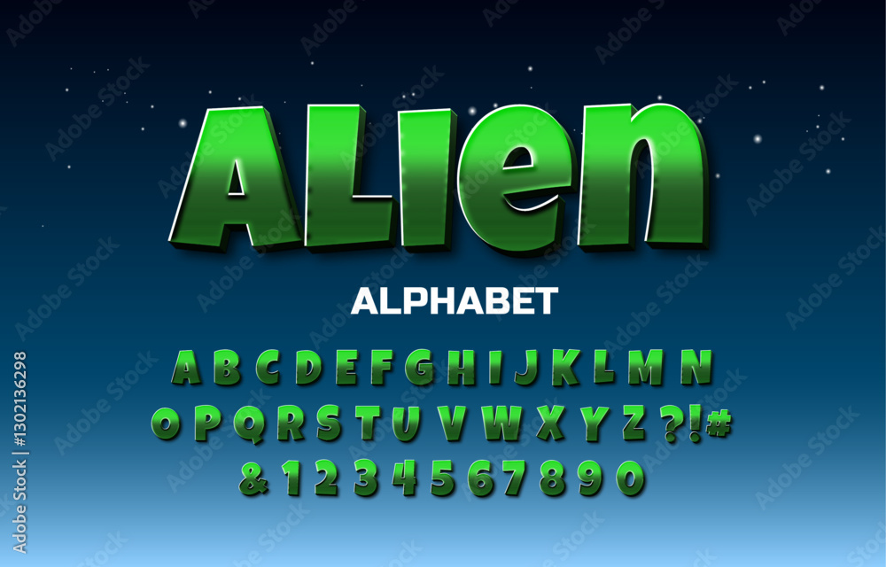 Poster alien font alphabet