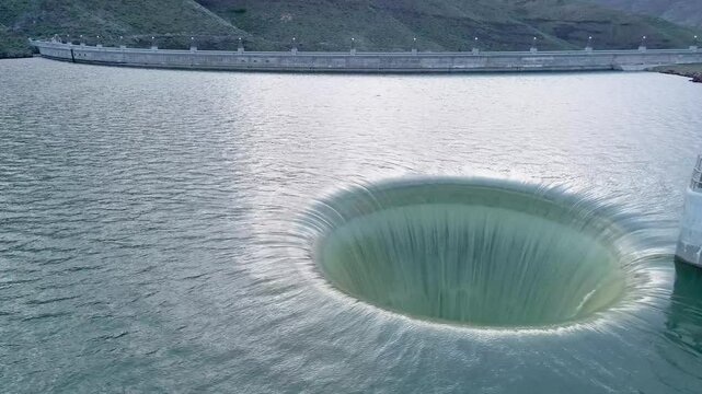 A large body of water with a hole in the middle