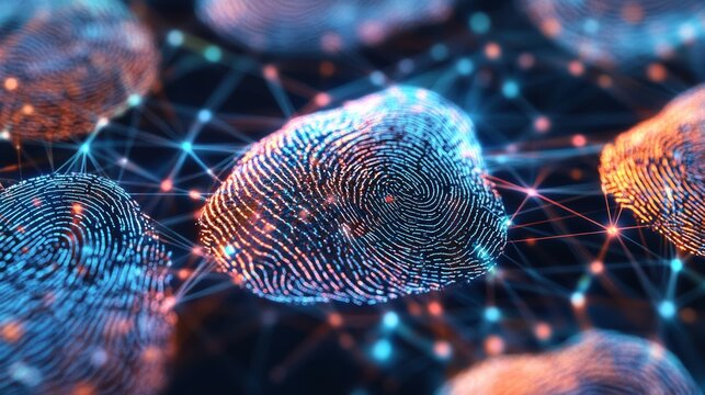 Array of Glowing Fingerprints: Interconnected Network 